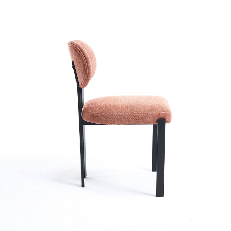 Modern Dining Room Chairs Set of 2, Mid-Century Upholstered Boucle Kitchen Dining Chairs with Metal Legs