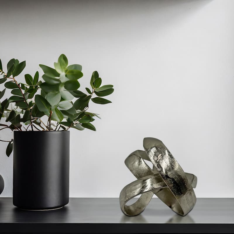 8 Inch Wide Decorative Handmade Aluminum Abstract Sculpture - 8 x 8 x 7 in