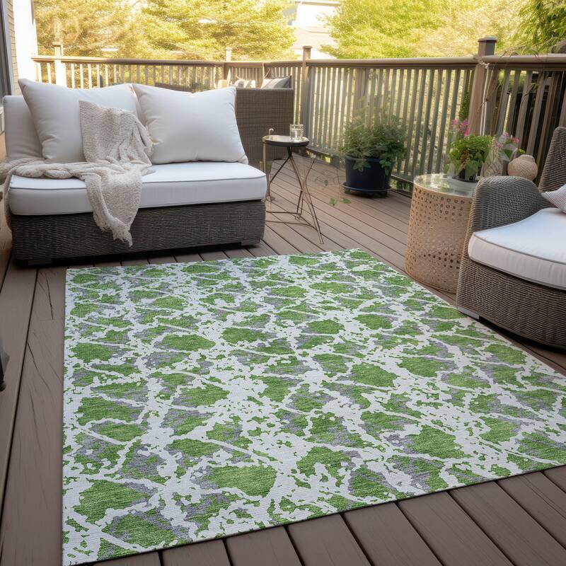 Machine Washable Indoor/ Outdoor Abstract Modern Chantille Rug