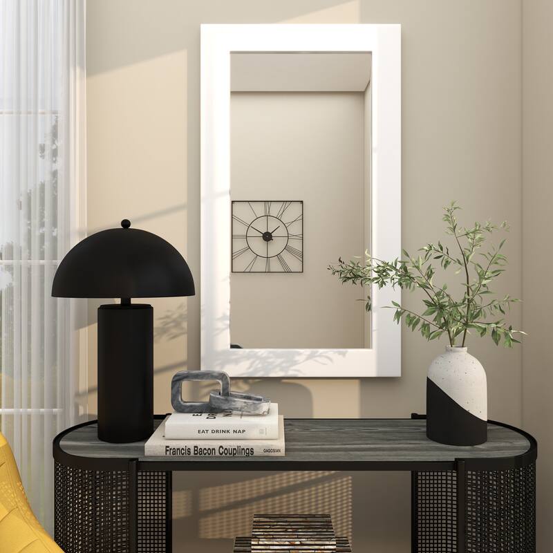 White Wooden Room Wall Mirror