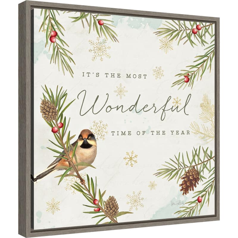 Christmas Tradition IV (Bird) by Katie Pertiet Framed Canvas Art