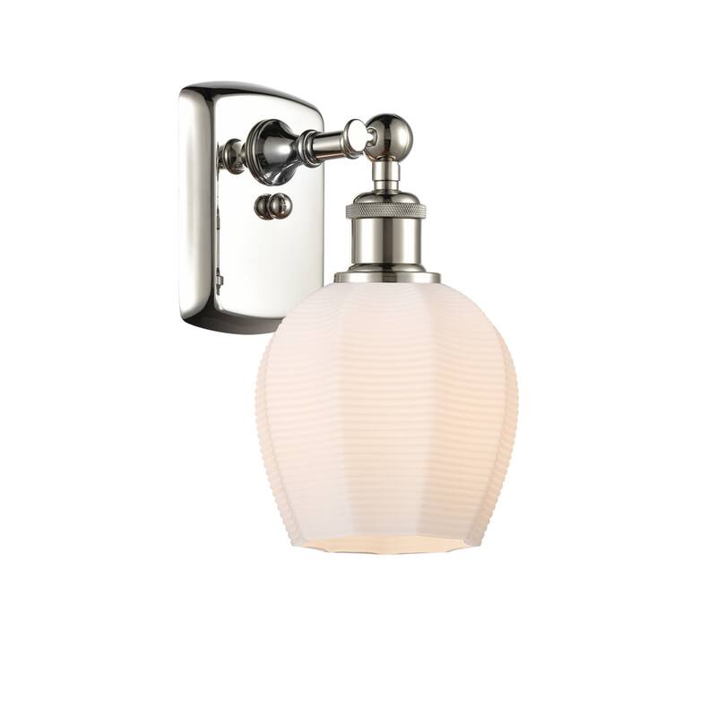 Innovations Lighting 516-1W-10-6 Norfolk Sconce Norfolk 10" Tall Wall - Polished Nickel / Matte White