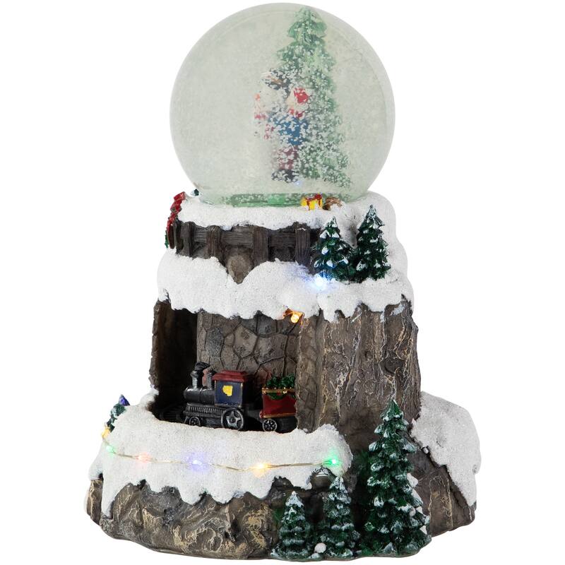 LED Lighted Animated and Musical Christmas Snowman and Train Snow Globe - 9.25"