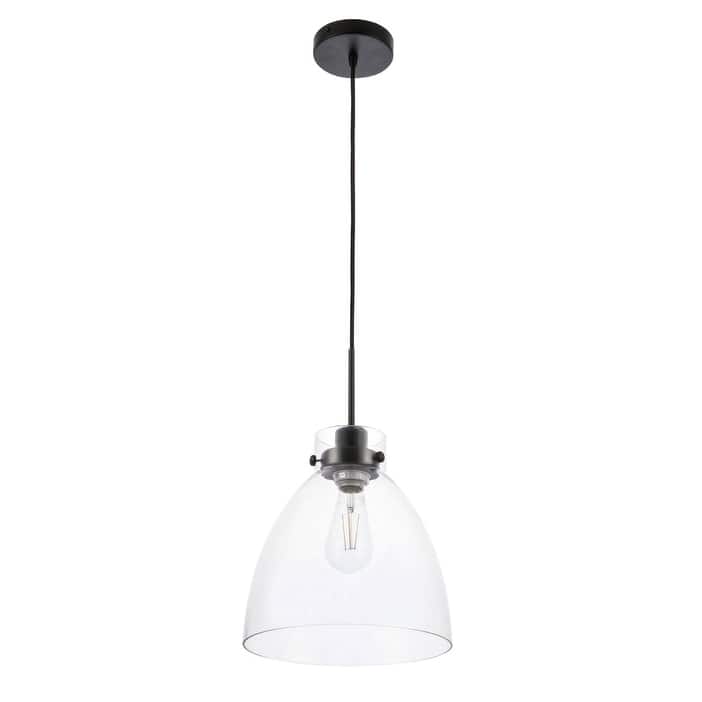 Ingrid 11-Inch Clear 1-Light Pendant - Black