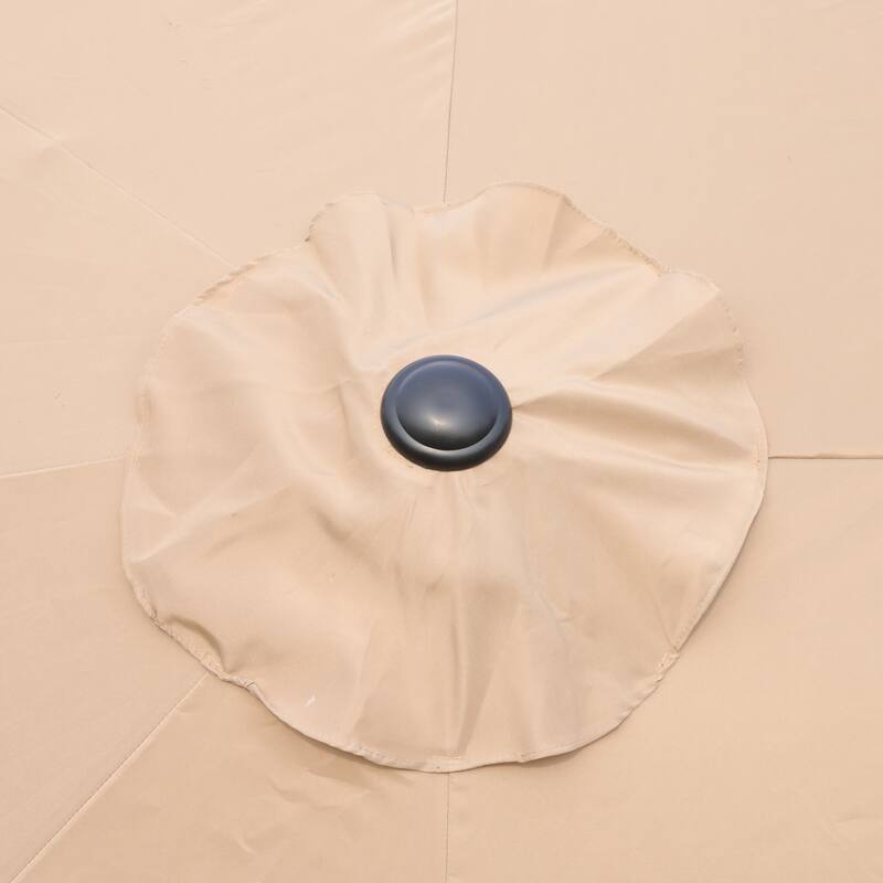 Large Double Sided Rectangular Outdoor Umbrella 2 Floor Patio Market Parasol with Light and Base, for Garden and Outdoors