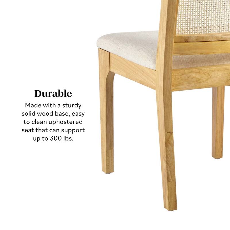 Modern Solid Wood Dining Chair with Rattan Inset Back