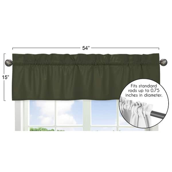 Dark Green Window Curtain Valance for Woodland Camo Collecton - Solid Color Hunter Forest Olive for Rustic Deer