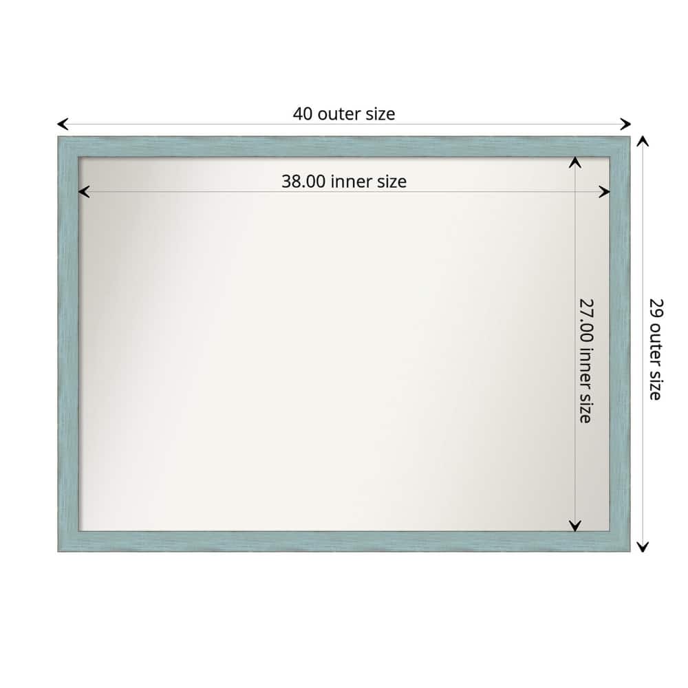 Non-Beveled Wood Bathroom Wall Mirror - Sky Blue Rustic Frame