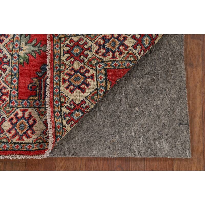Hand Knotted Oriental 100% Wool Carpet Traditional Geometric Red Kazak Area Rug - 3' 1'' X 2' 1''