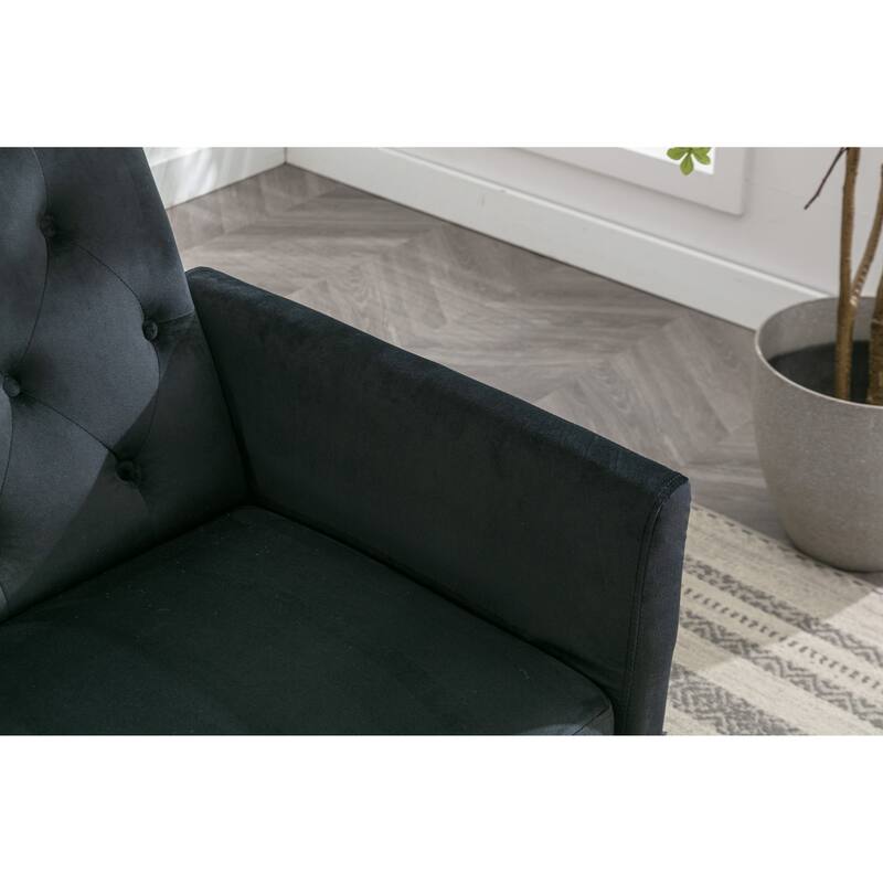 Bottom Tufted Accent Lounge Chair with Adjustable Arm and Back