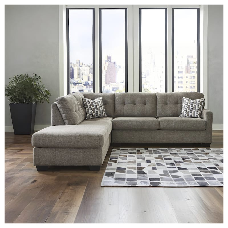 Signature Design by Ashley Mahoney 2-Piece Sleeper Sectional with Chaise - 105"W x 90"D x 37"H - Chocolate - Left Facing