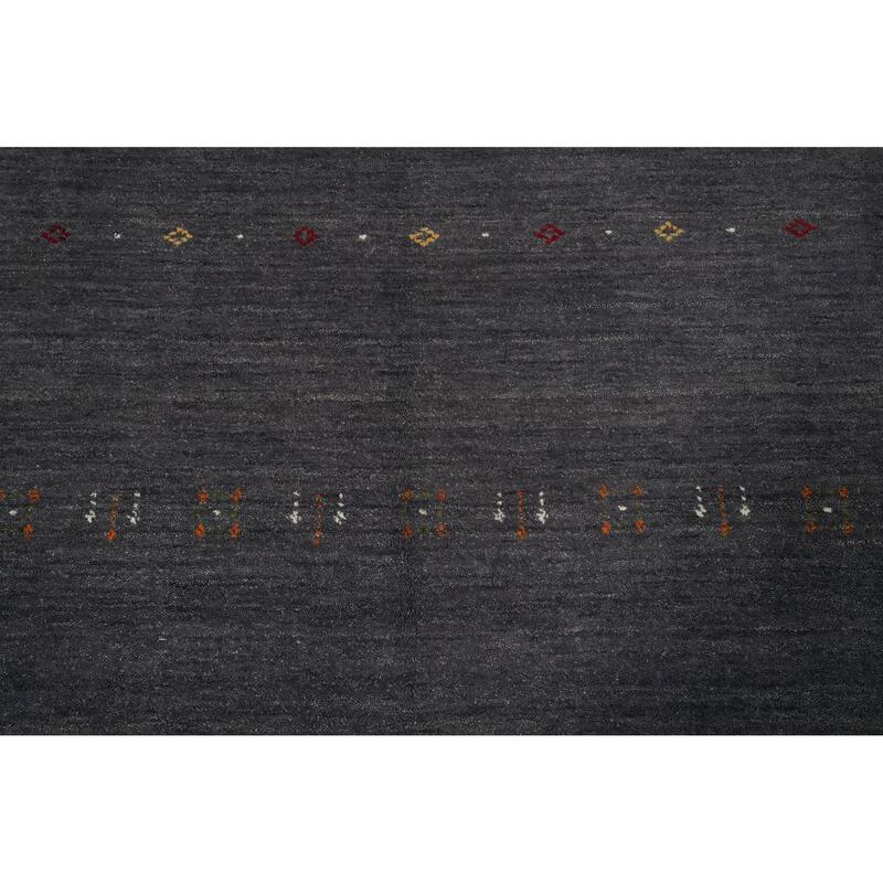 Hand Knotted Oriental 100% Wool Carpet Tribal Animal Pictorial Greys & Charcoal Gabbeh Runner Rug - 11' 10'' X 4' 1''