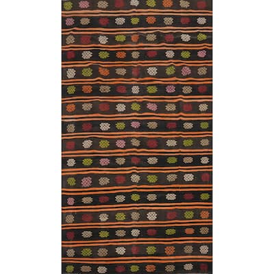 Hand Woven Oriental 100% Wool Carpet Southwestern Tribal Multi-Colored Kilim Area Rug - 11' 4'' X 6' 2''