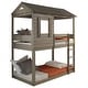 preview thumbnail 5 of 5, Rustic Grey Twin Over Twin Bunk Bed with Built-in Ladder,Guardrails-Grey