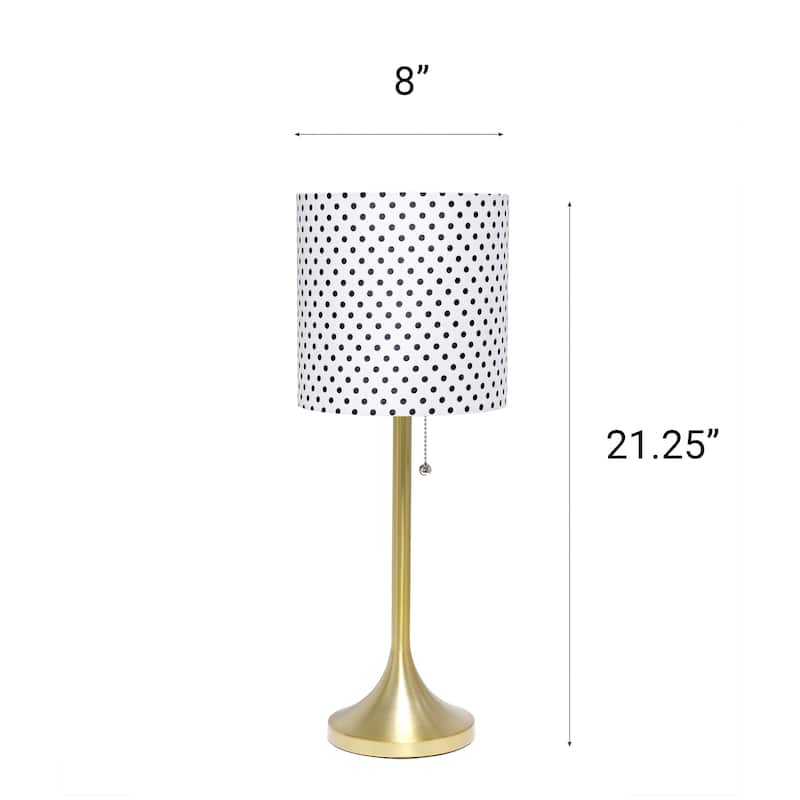21.25" Modern Glam Metal Table Lamp with Silk Shade and Pull-Chain Switch for Bedroom or Living Room - 8"L x 8"W x 21.25"H