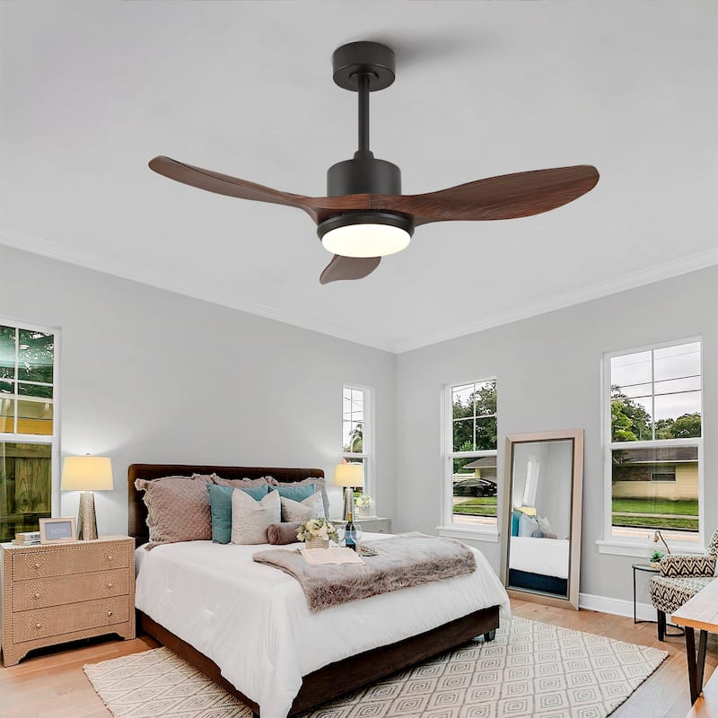 42 Inch Modern Black Ceiling Fan with Light, 3 ABS Blades, Remote Control, Dimmable LED, and Reversible DC Motor