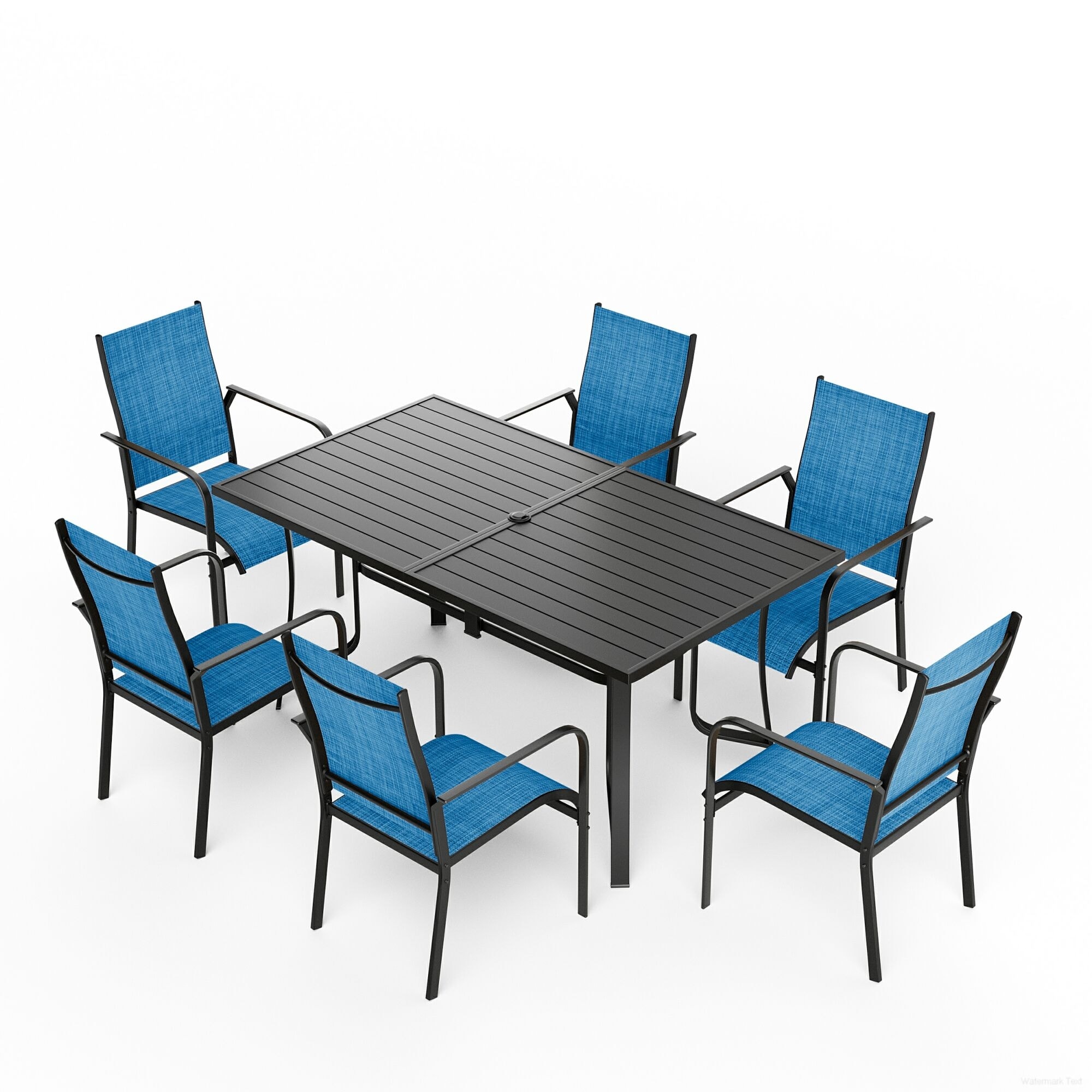 All-Weather Patio Dining Set, Outdoor Dining Table and Chairs Set with Textilene/Swivel Chairs, Adjustable Umbrella Hole