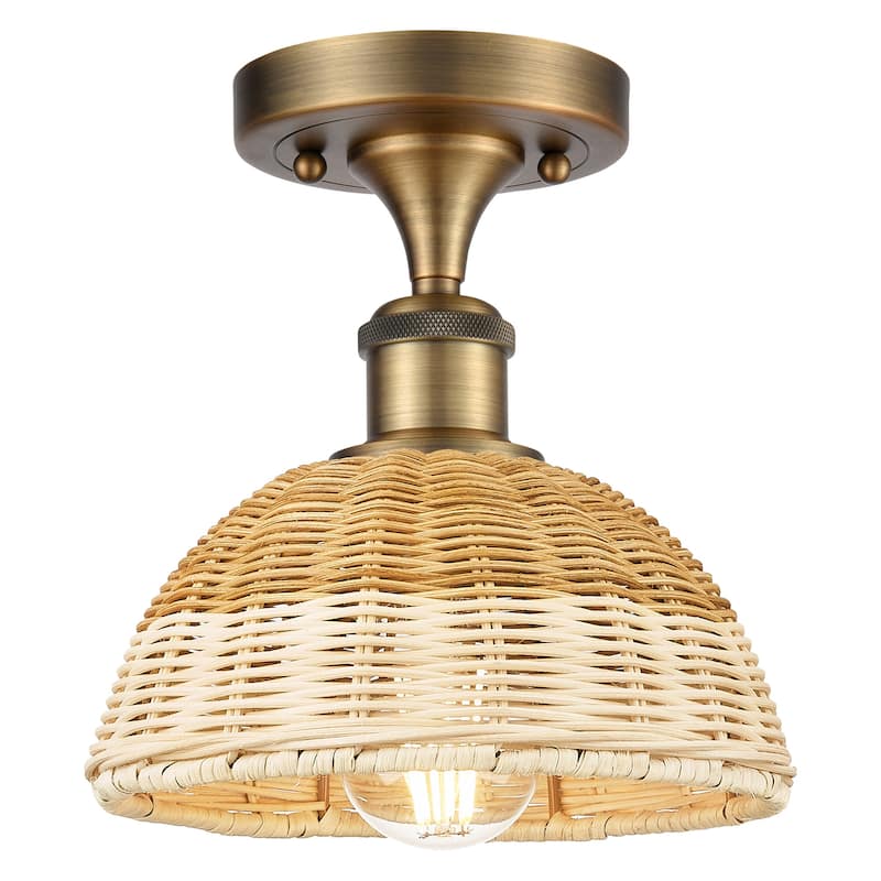Innovations Lighting 516-1C-9-8 Bristol Natural II Semi-Flush Bristol - Brushed Brass / Natural