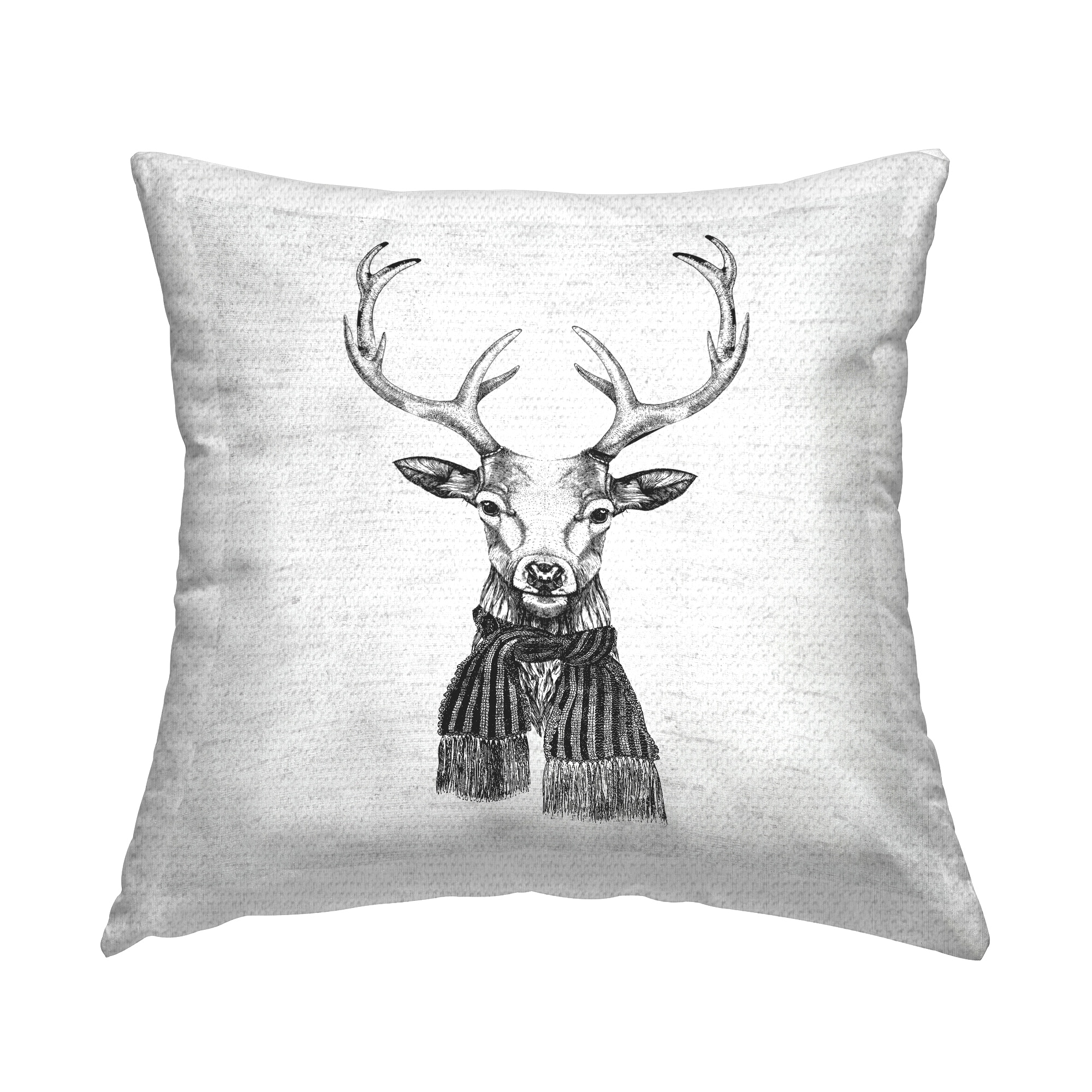 Stupell Winter Deer Wearing Scarf Printed Outdoor Throw Pillow Design by Lettered and Lined