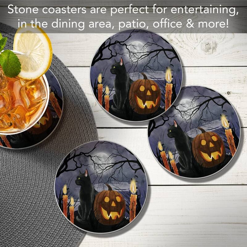 CounterArt Midnight Magic Absorbent Stone Tumbled Tile Coaster Set of 4 Made in The USA Protective Cork Backing