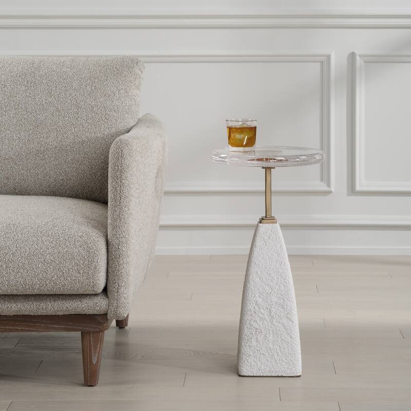 Sandstone Drink Table with Glass Top - 24"