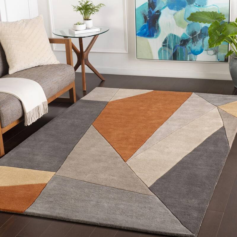 Livabliss Forum Mid-Century Abstract Area Rug - 8' x 11' - Burnt Orange
