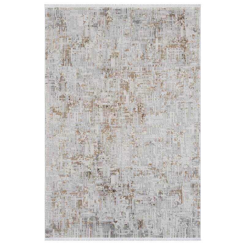 Obsession Collection Cream Abstract Area Rug