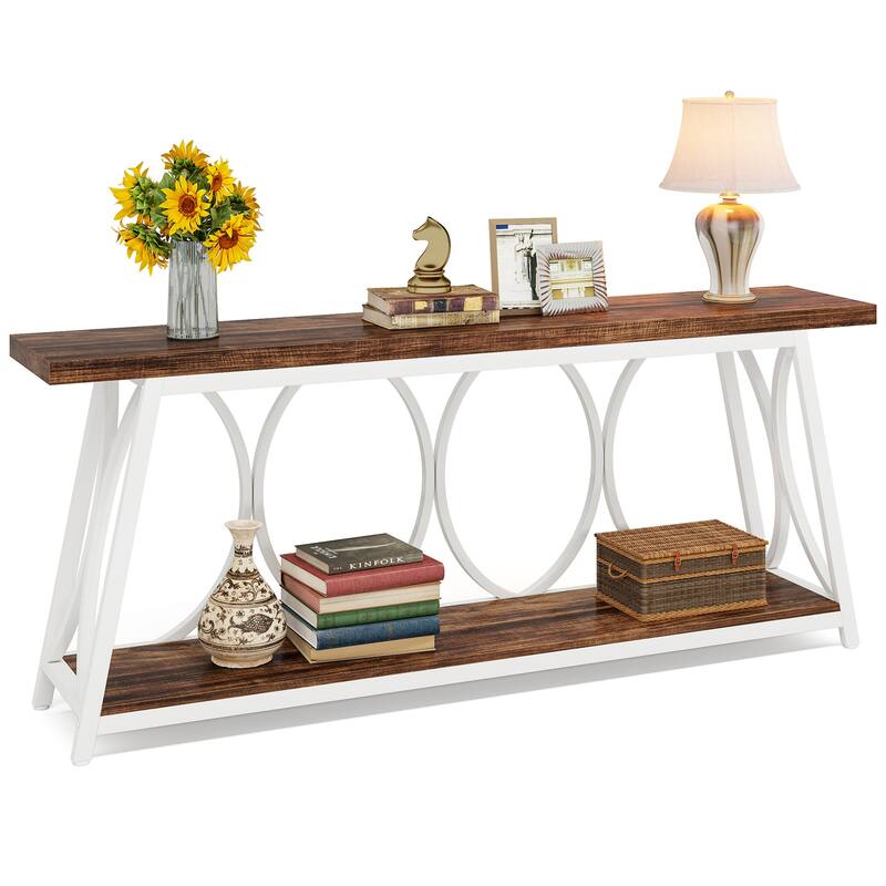 70.9 Inches Extra Long Console Table with 2 Tier Storage Shelf