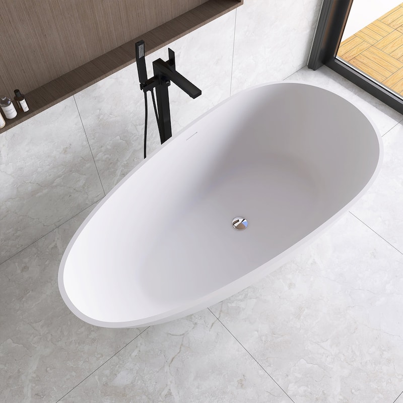 Solid Surface Freestanding Bathtub in Matte White
