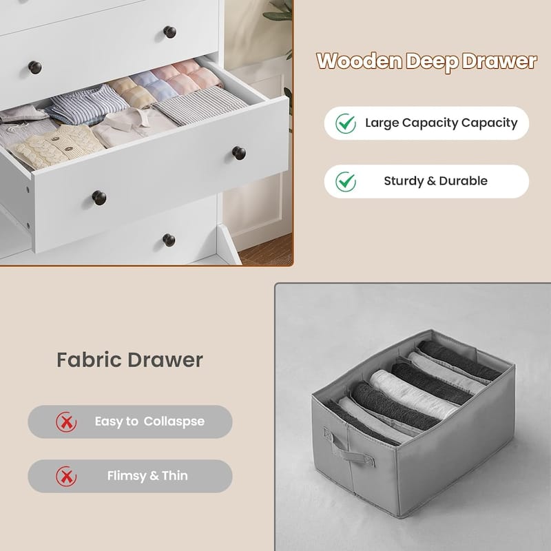 Tall 6 Drawer Dresser Dresser for Bedroom Vertical Dressers Chest of Drawers