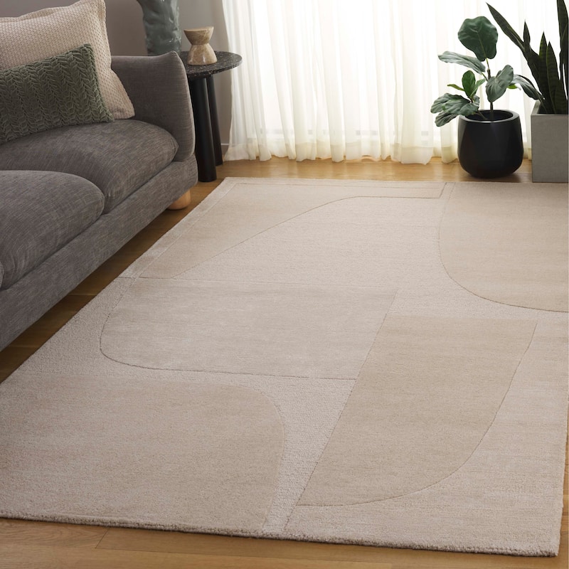 SAFAVIEH Handmade Fifth Avenue Shamira Mid-Century Modern New Zealand - 4' x 6' - Beige