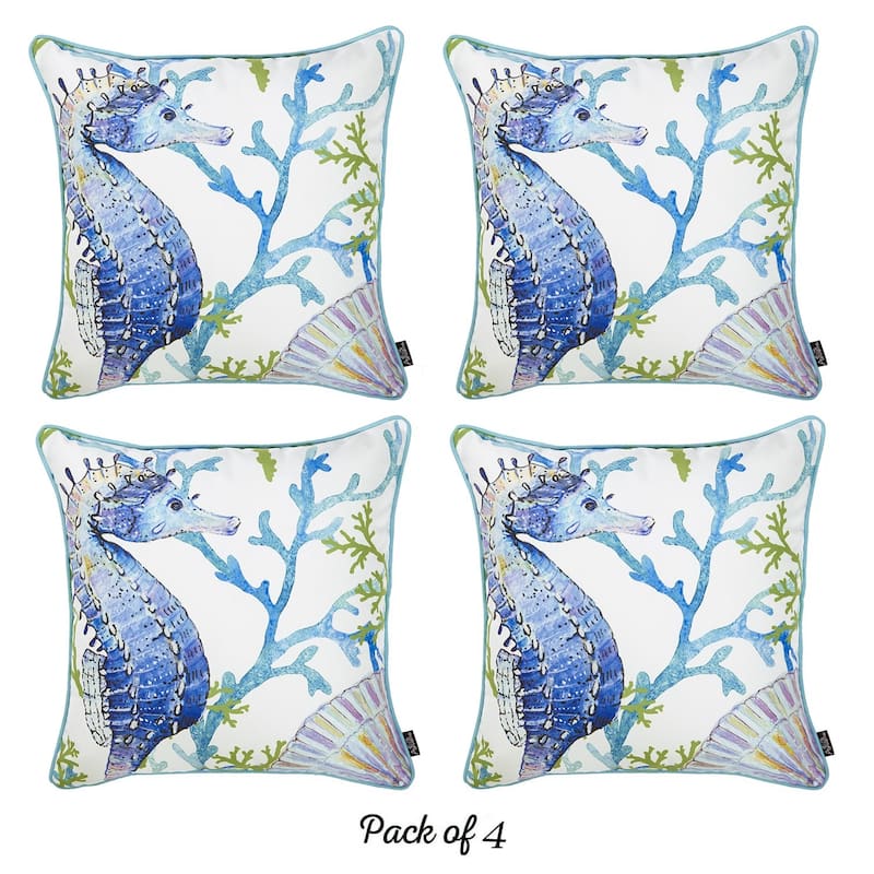 Marine Seahorse Decorative Throw Pillow Cover Printed (4 pcs in set)
