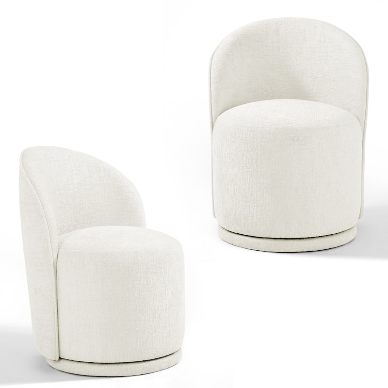 Upholstered Swivel Dining Chair Armless Barrel Chair