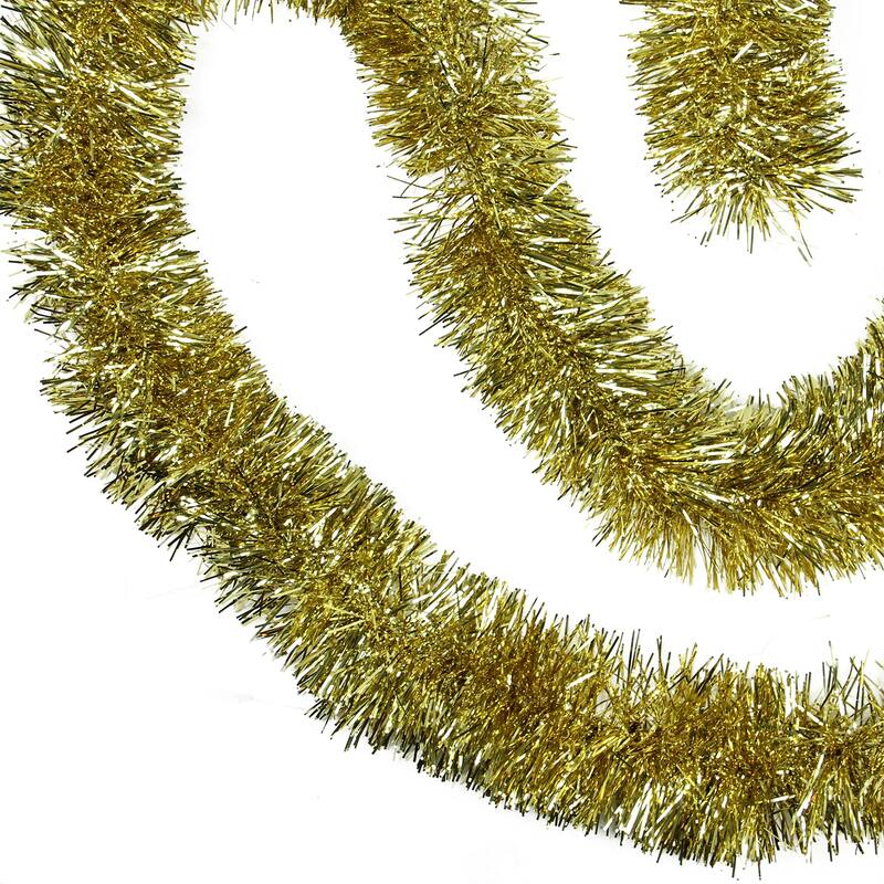 Shiny Artificial Tinsel Christmas Garland - 18' x 3" - Gold