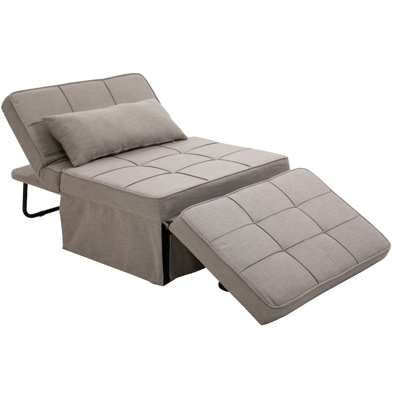 HOMCOM 4-in-1 Table/Sofa/Chair/Bed with 5-Level Adjustable Backrest, Footstool for Living Room or Bedroom - Light Brown
