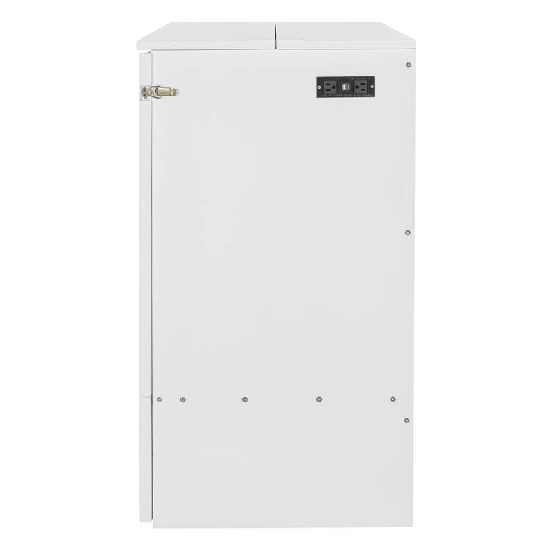 Queen Size Murphy Bed with drawer and a set of Sockets & USB Ports, Pulley Structure Design, White