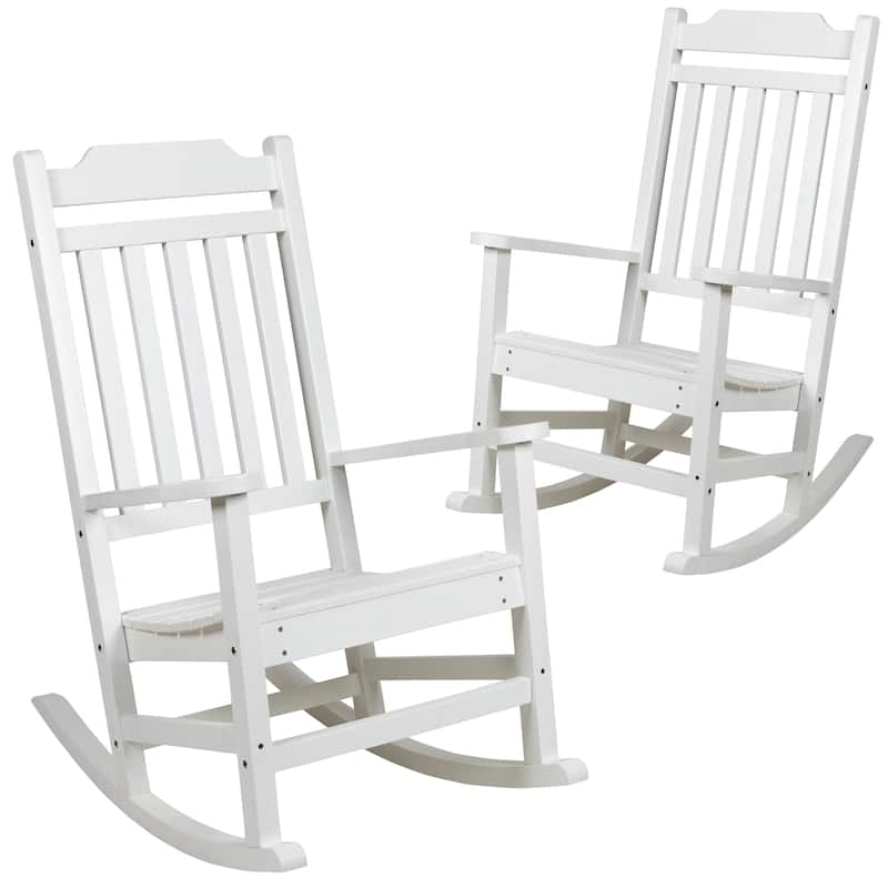 2 Pack All-Weather Faux Wood Rocking Chair - Patio and Yard Furniture