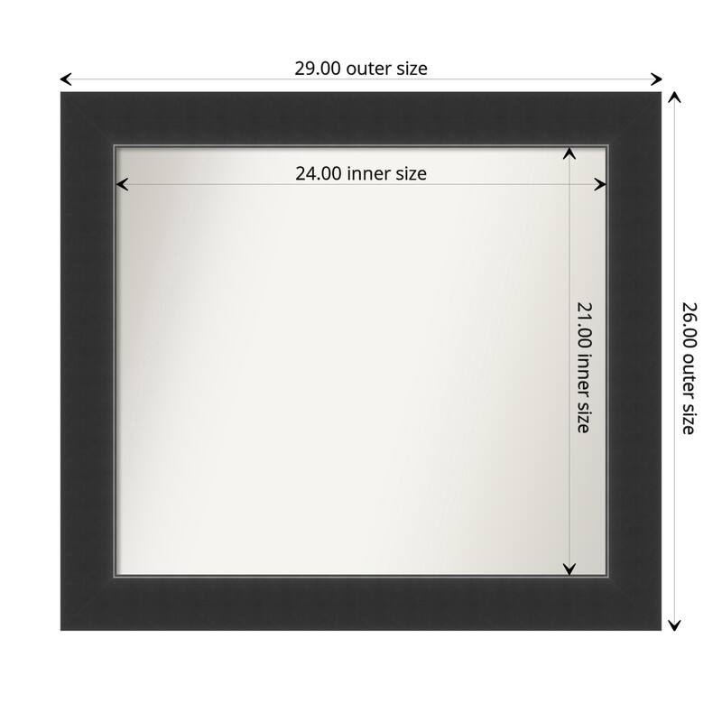 Corvino Black Framed Non-Beveled Custom Wall Mirror, Bathroom Vanity Mirror - Outer Size: 29 x 26