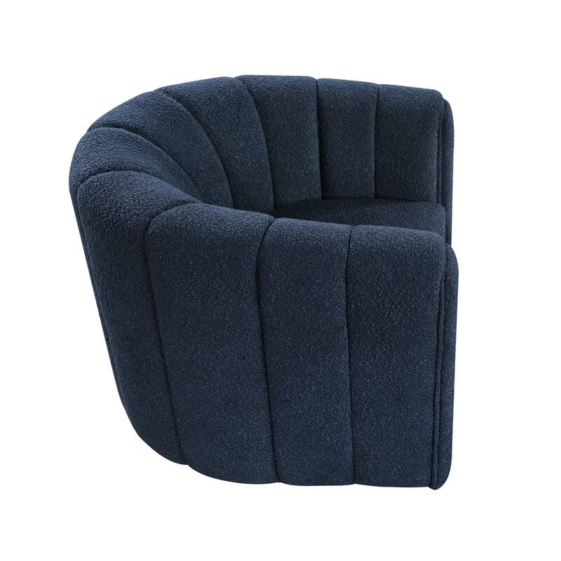 Arden 31" Boucle Swivel Chair with Ottoman - Solid Wood Legs