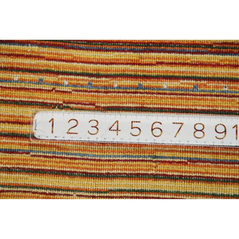Hand Knotted Oriental 100% Wool Carpet Tribal Stripe Multi-Colored Gabbeh Area Rug - 7' 9'' X 5' 4''