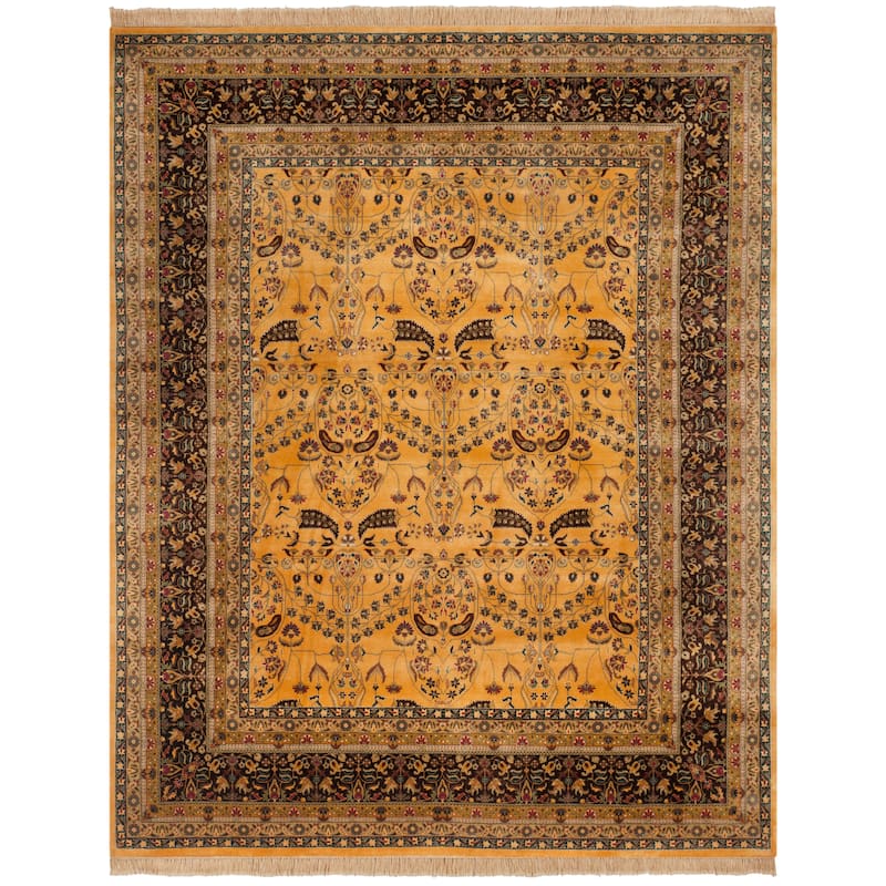 SAFAVIEH Couture Hand-knotted Ganges River Anneloes Traditional Oriental Wool - 6' x 9' - Gold/Dark Brown