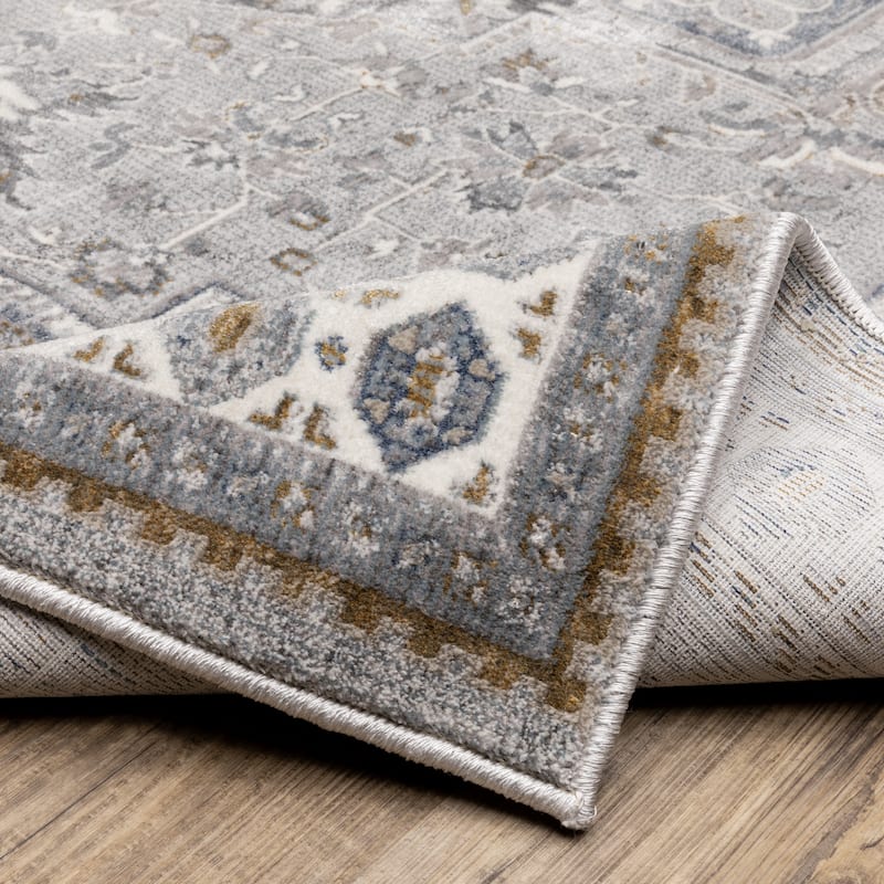 Style Haven Everly Traditional Center Medallion Blue/ Grey Area Rug