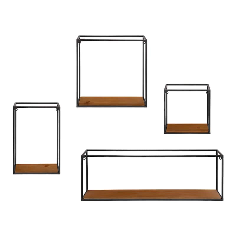 Kate and Laurel Mallory Wood and Metal Wall Shelf Set - 4 Piece