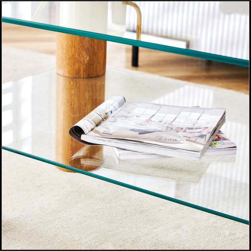 Double-layer Transparent Tempered Glass Coffee Table