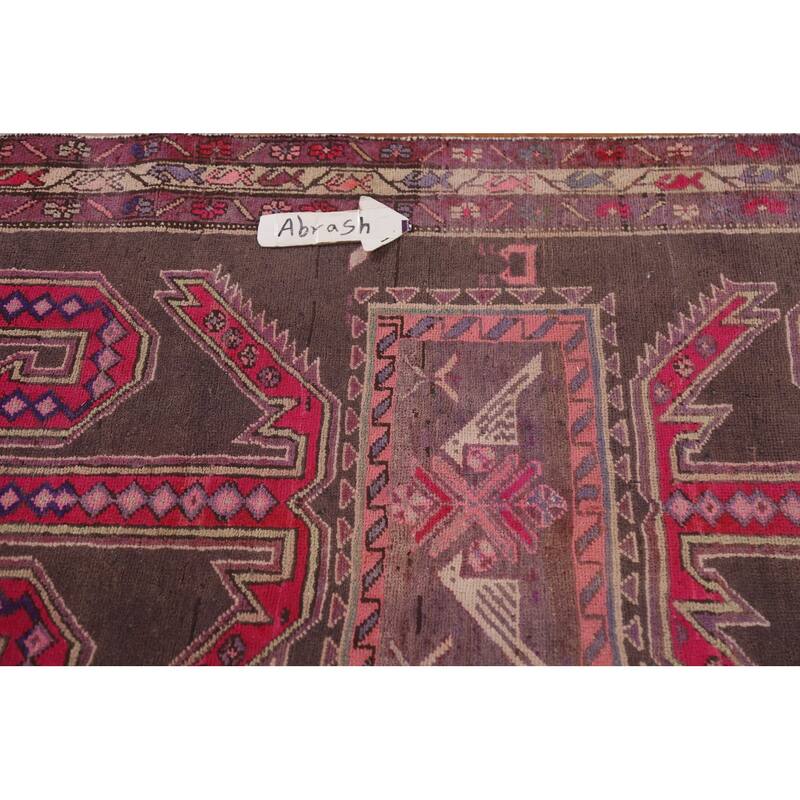 Hand-knotted Tribal Meshkin Persian Runner Rug Geometric Wool Carpet - 3'10" x 10'3"