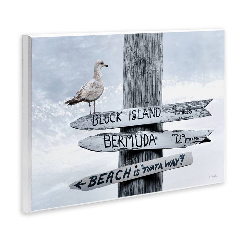 Stupell Vacation Beach Signs with Seagull Wall Plaque Art Design By Robin-Lee Viera