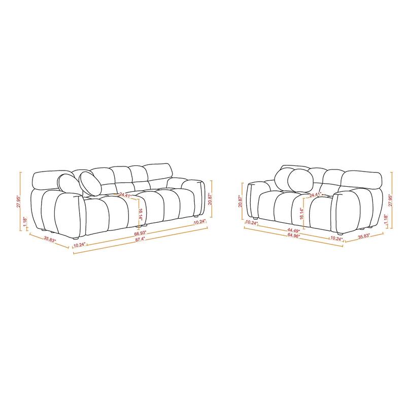 Modern ergonomic marshmallow sofa for living room