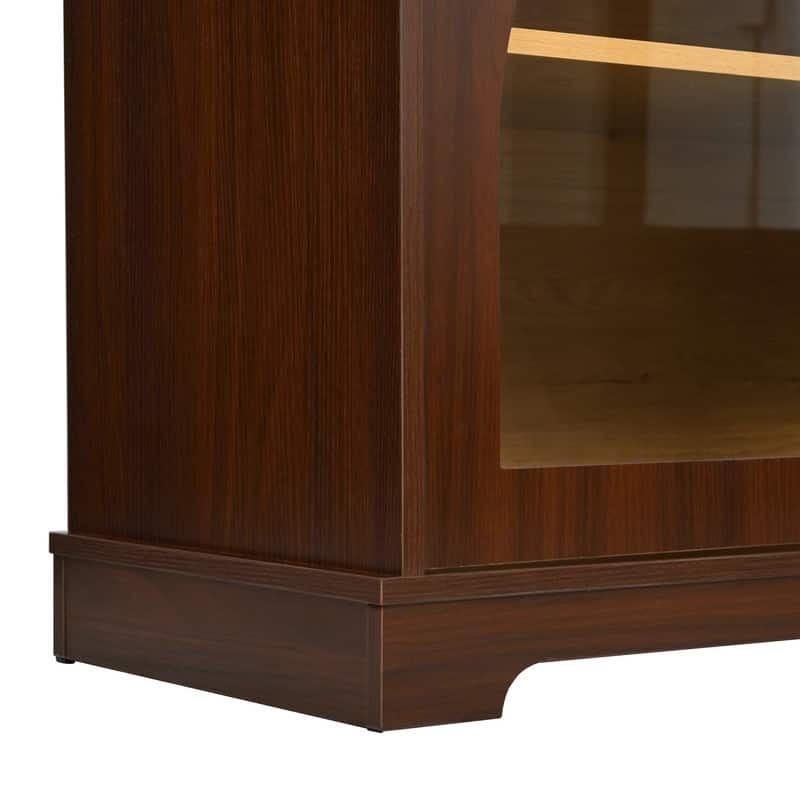 Farmhouse 3-Piece TV Stand Set for TVs Up to 70", Entertainment Center with Arched Sideboard and Glass Doors for Living Room