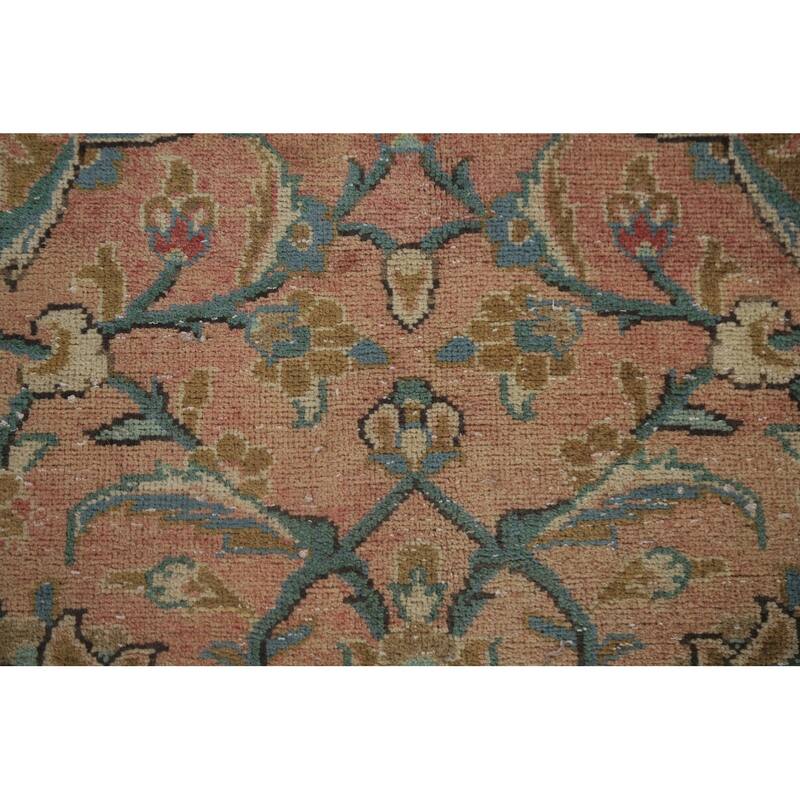 Hand Knotted Oriental 100% Wool Carpet Traditional Floral Pink Kashan Area Rug - 13' 1'' X 9' 8''