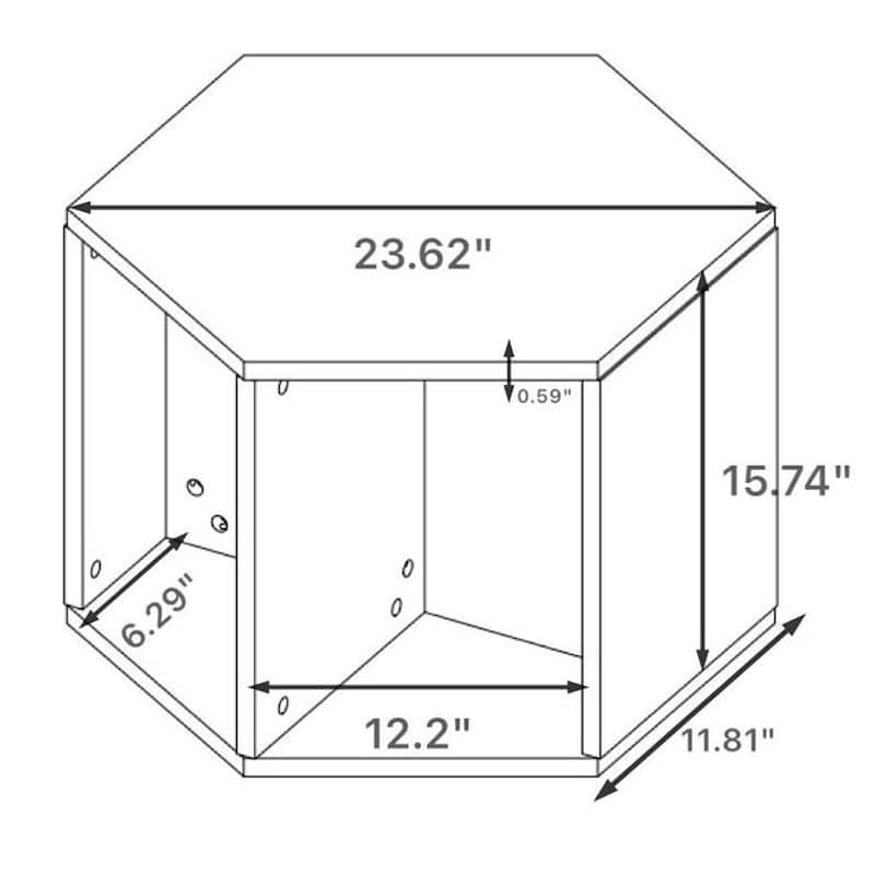 47.24" Wood Hexagonal Coffee Table with Storage Shelf (Set of 2)